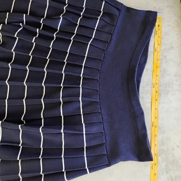 Talbots Pleated Nautical Striped Knit Short Skirt Navy Blue Preppy Plus Size 1X - Picture 8 of 9